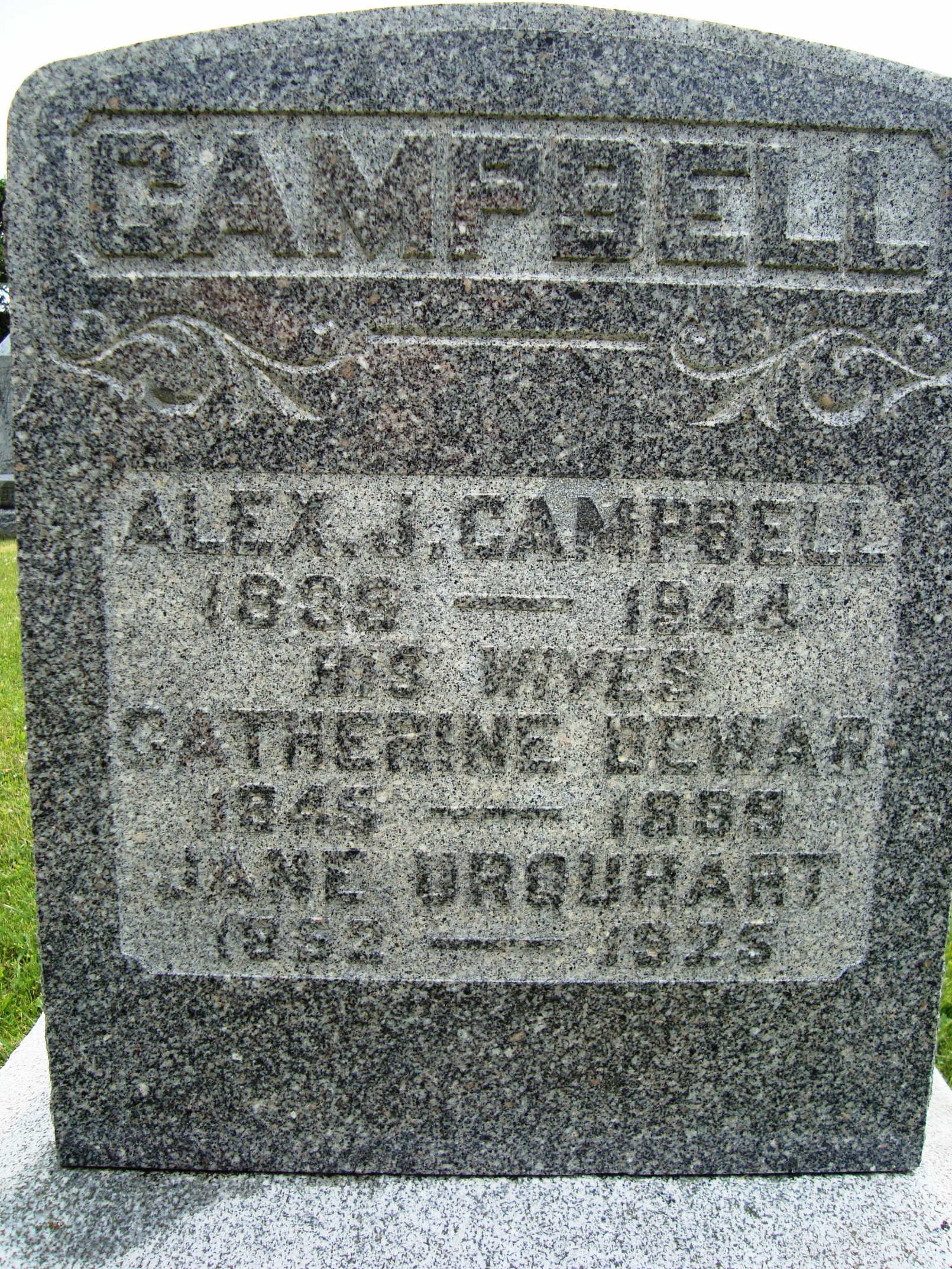 Photo of headstones/Catherine Dewar 1844-1899 hdstn Kenyon Cem Dunvegan Ont 